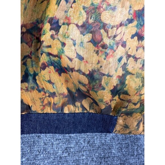 Zara Basic Floral Ombre Bomber Jacket Small Yellow Blue Zip Lightweight Womens - Picture 8 of 13